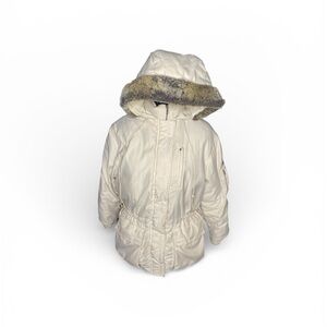 Lauren Ralph Lauren Cream Hooded Puffer Coat down feathers